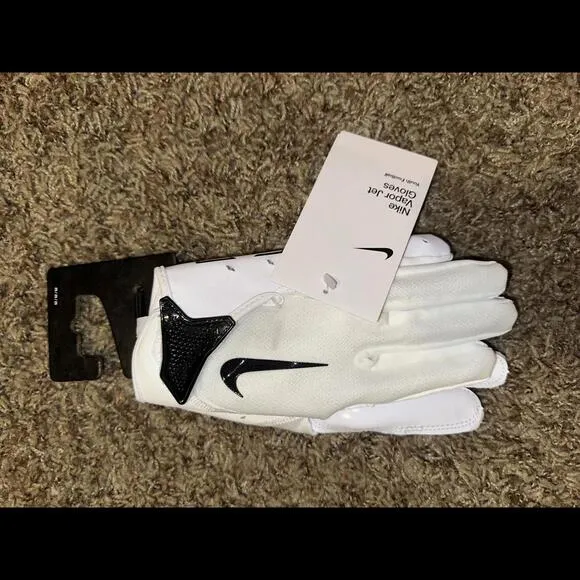 Nike Youth Vapor Jet 7.0 Football White/White/Black Gloves