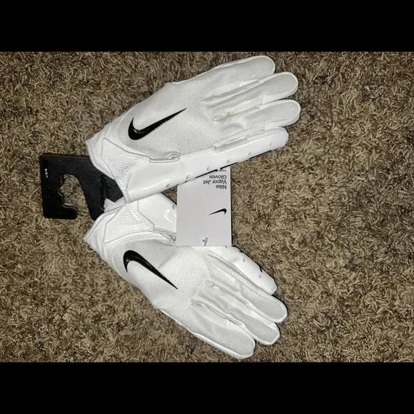 Nike Youth Vapor Jet 7.0 Football White/White/Black Gloves