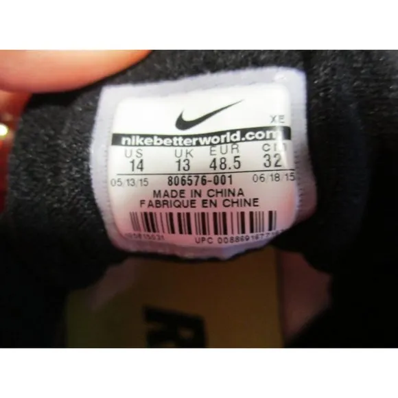 NIKE Z00M PEGASUS MENS BLACK TENNIS SHOES SIZE 14