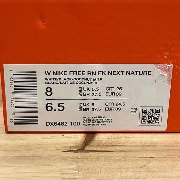 Nike Free RN Next Nature Road running shoes Womens 8 white coconut Photon new