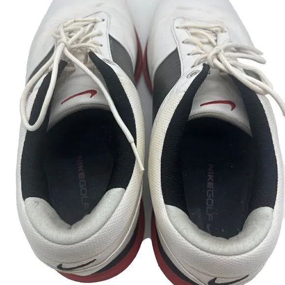 Nike Golf Shoes Cleats Flywire Lunarlon Mens White Black Red Size 13