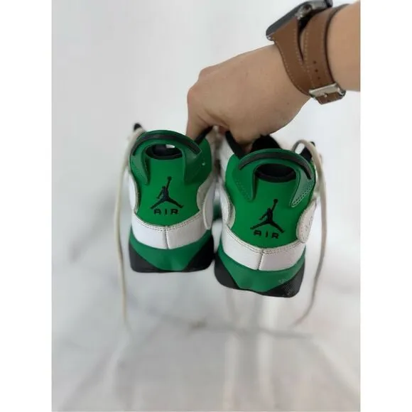 Nike Jordan Kids White Green 6 Rings Lucky Athletic Sneakers Shoes Size 6Y