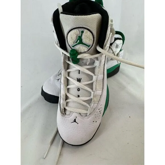 Nike Jordan Kids White Green 6 Rings Lucky Athletic Sneakers Shoes Size 6Y