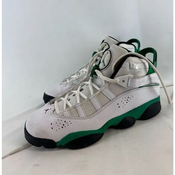 Nike Jordan Kids White Green 6 Rings Lucky Athletic Sneakers Shoes Size 6Y