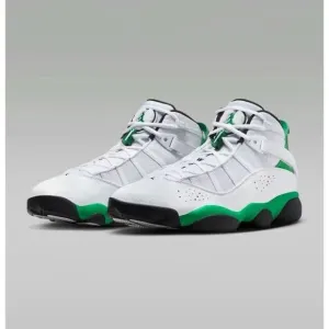 Nike Jordan Kids White Green 6 Rings Lucky Athletic Sneakers Shoes Size 6Y
