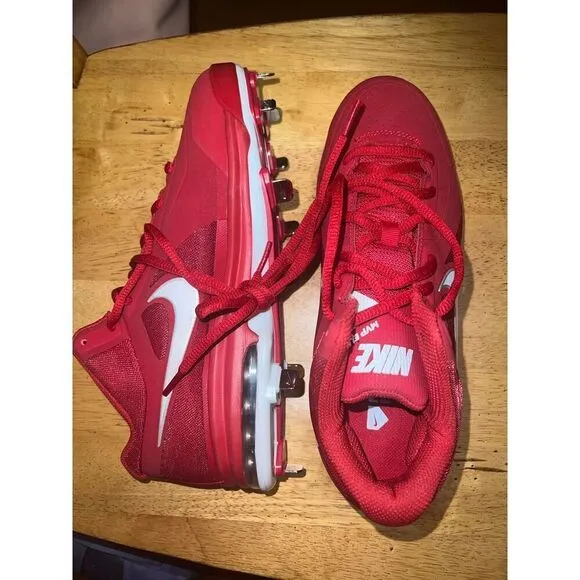 Nike MVP  Elite Air Max Flywire Baseball Shoes Metal Cleats Red Size 524957-610