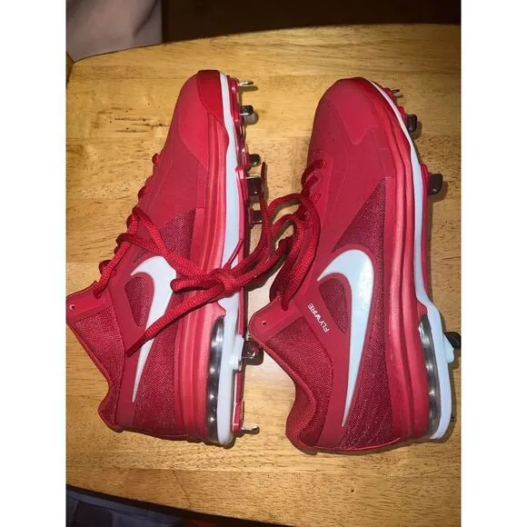 Nike MVP  Elite Air Max Flywire Baseball Shoes Metal Cleats Red Size 524957-610