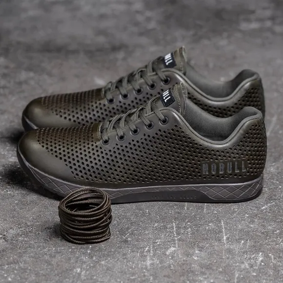 NOBULL Trainer Shoes Olive Green Leather Cross-Training Crossfit Womens Size 6.5