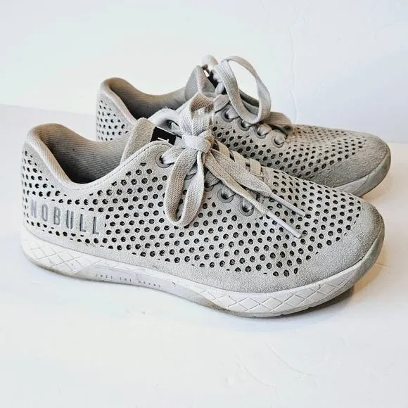 Nobull Trainers Gray Perforated Suede Crossfit Shoes Men's Sz 4.5  Women's 6