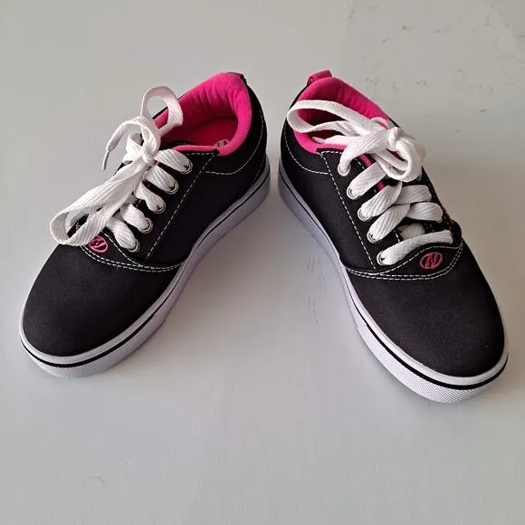NWB Heelys Pro 20 Wheeled Low Top Skate Shoe Black White Pink Girls Youth Size 1