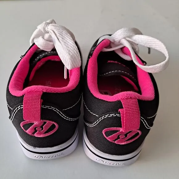 NWB Heelys Pro 20 Wheeled Low Top Skate Shoe Black White Pink Girls Youth Size 1