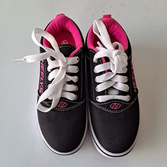 NWB Heelys Pro 20 Wheeled Low Top Skate Shoe Black White Pink Girls Youth Size 1