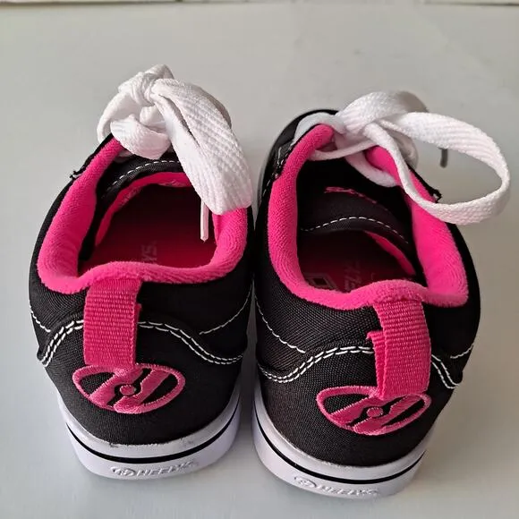 NWB Heelys Pro 20 Wheeled Low Top Skate Shoe Black White Pink Girls Youth Size 1