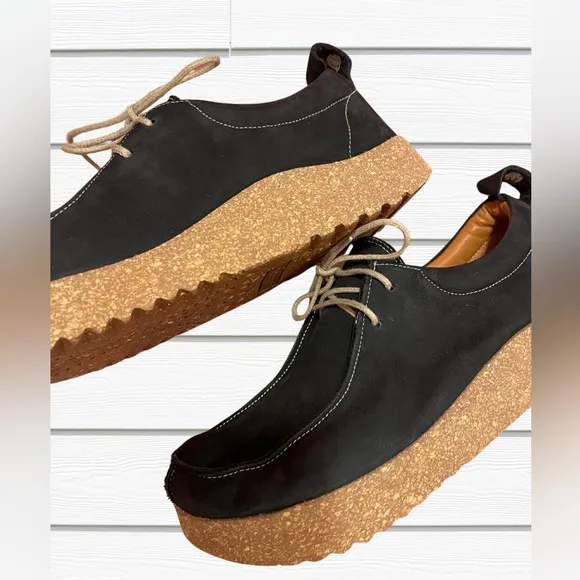 NWOB Women’s ComfortFüsse Wandell Leather Lace Up Shoes Chunky Cork Sole Outdoor