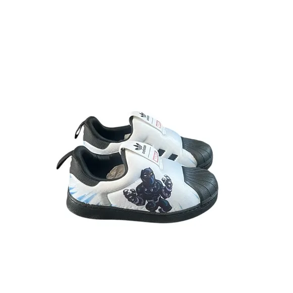 NWOT Adidas X Marvel Superstar 360 Black Panther Kids Shoes