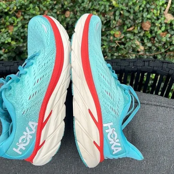 Nwot ▶️ Hoka ◀️ Clifton 8 Running Shoes Aquarelle/Eggshell Blue