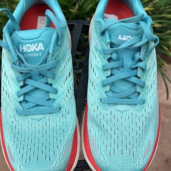 Nwot ▶️ Hoka ◀️ Clifton 8 Running Shoes Aquarelle/Eggshell Blue