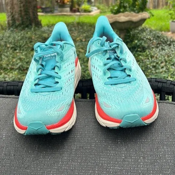 Nwot ▶️ Hoka ◀️ Clifton 8 Running Shoes Aquarelle/Eggshell Blue
