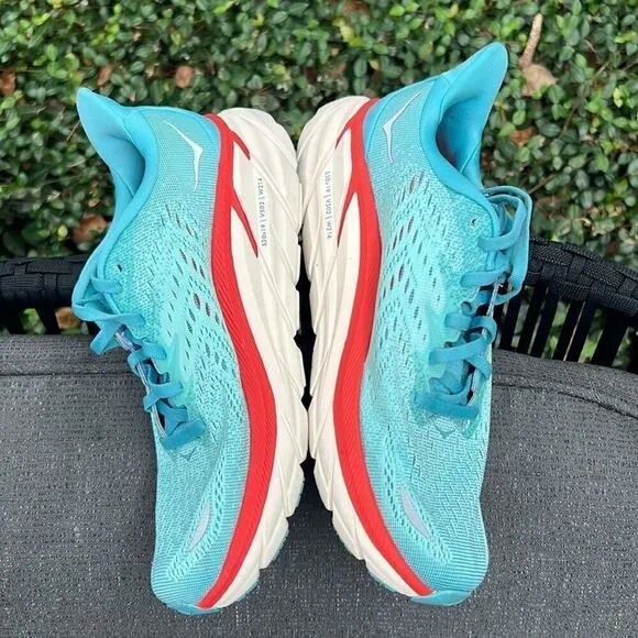 Nwot ▶️ Hoka ◀️ Clifton 8 Running Shoes Aquarelle/Eggshell Blue