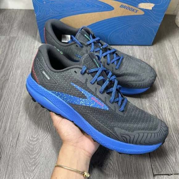 NWT Brooks Men’s Divide 4 Road &amp; Trail Running Shoes Sz 13 Black Blue Sneakers