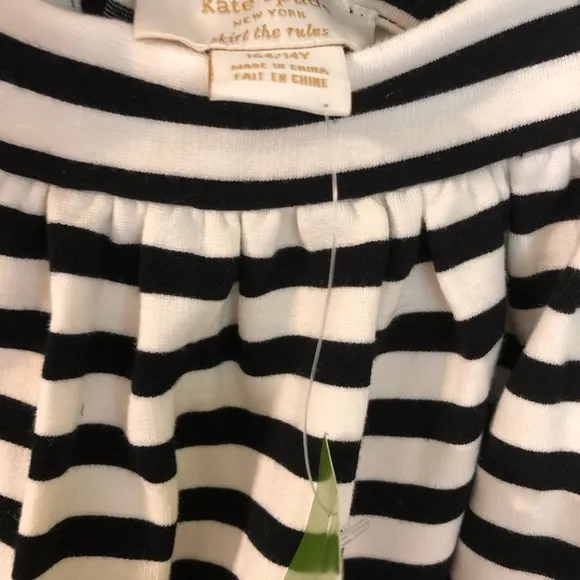 NWT Kate Spade Black &amp; White Striped Skirt Girls 14