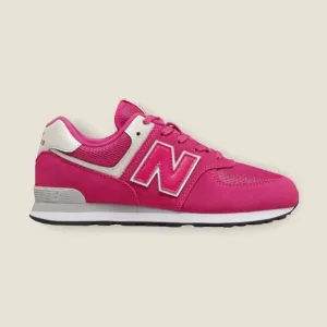 NWT New Balance Kids 574 Suede Sneakers White Hot Pink Athletic Shoes Girls 4.5