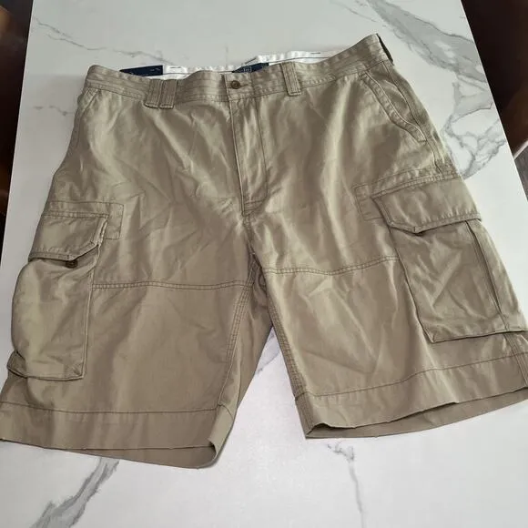 NWT Polo Ralph Lauren Cargo Shorts Tan Size 42 Tall (40) Inseam 11&quot; Retail $110