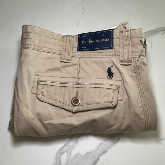 NWT Polo Ralph Lauren Cargo Shorts Tan Size 42 Tall (40) Inseam 11&quot; Retail $110