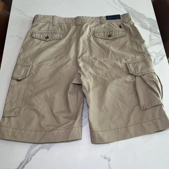 NWT Polo Ralph Lauren Cargo Shorts Tan Size 42 Tall (40) Inseam 11&quot; Retail $110