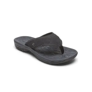 NWT ROCKPORT Mens Black Comfort Hayes Round Toe Slip On Thong Sandals Shoes 9 M