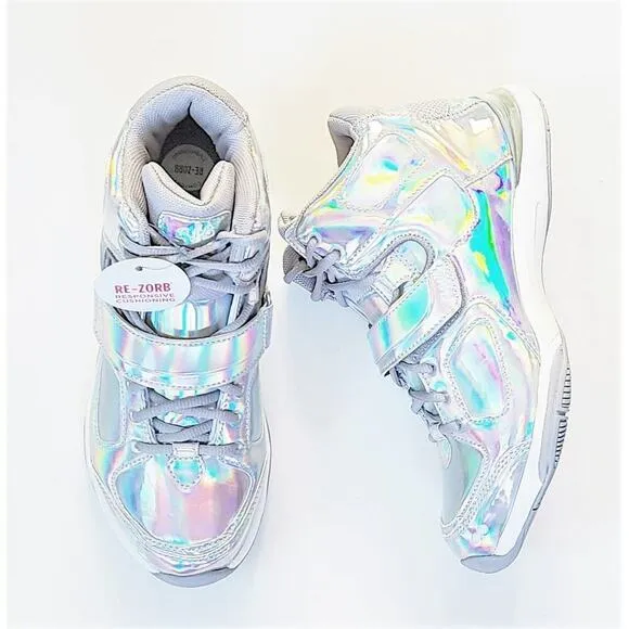 NWT Ryka Women's Tenacious Patent Silver Iridescent Comfort Training Sneakers