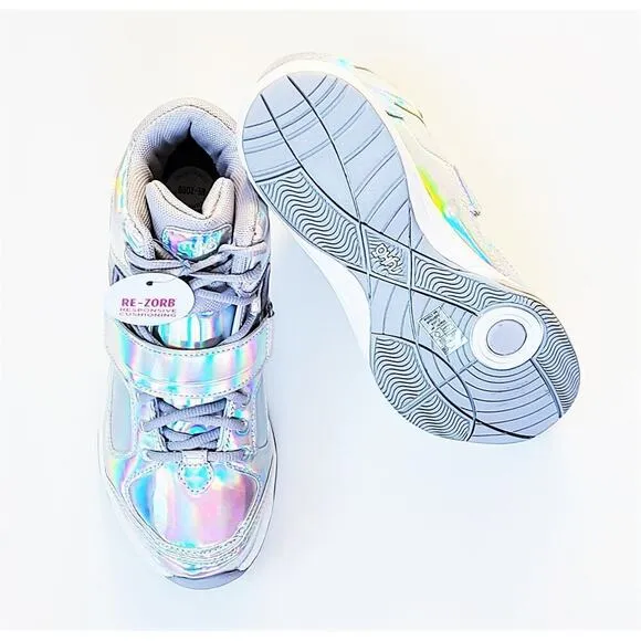 NWT Ryka Women's Tenacious Patent Silver Iridescent Comfort Training Sneakers