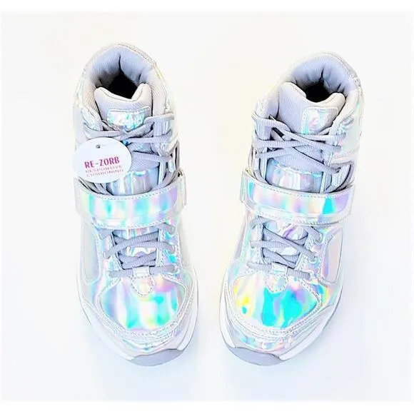 NWT Ryka Women's Tenacious Patent Silver Iridescent Comfort Training Sneakers
