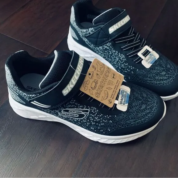 NWT Skechers Little Kids Boys Black/Gray Microspec II Sneakers Tennis Shoes Sz 3