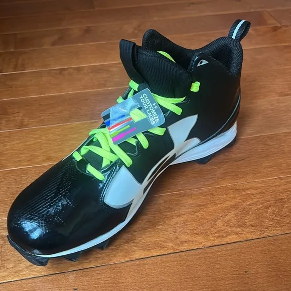 NWT Under Armour Men's Cleats Black White Armour Bound Size 15