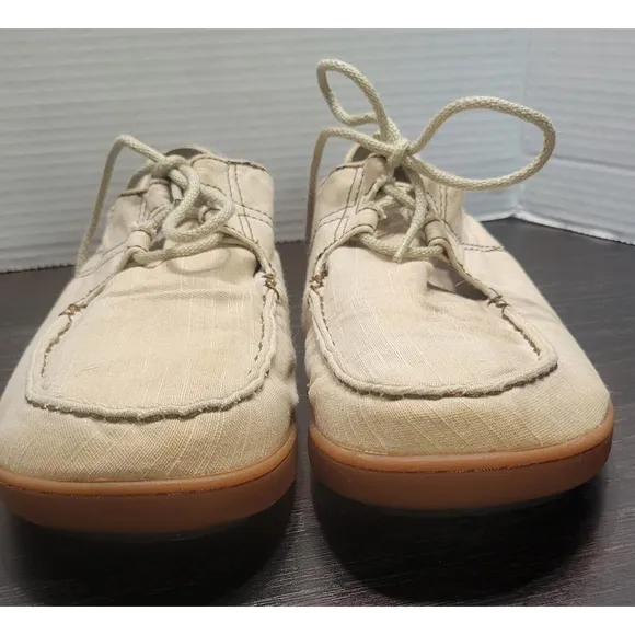 Olukai Ohana Sneaker Twill Men's Size 9.5 M US Beige Comfort Canvas Shoes