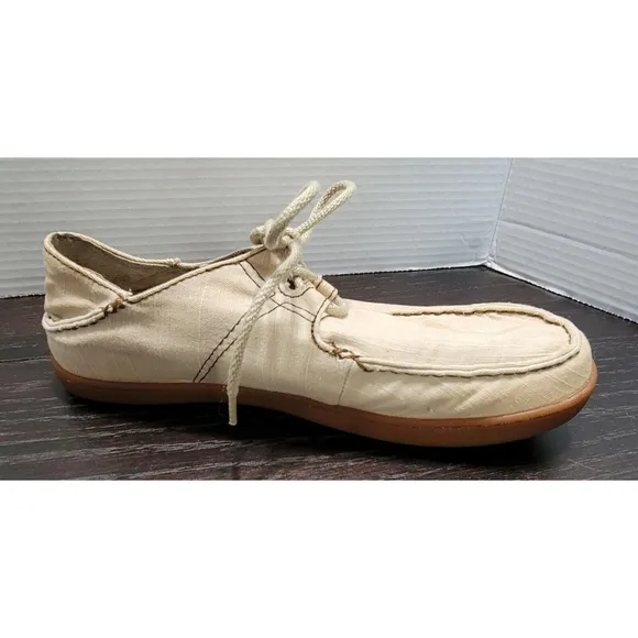 Olukai Ohana Sneaker Twill Men's Size 9.5 M US Beige Comfort Canvas Shoes