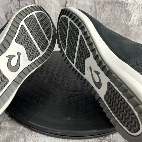 Olukai Shoes Womens Malua Hulu Mid Top SneakersSize 7.5 Black Leather Sheep Fur