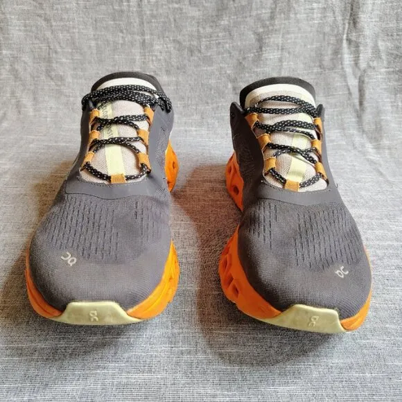 On Cloud CloudMonster Running Shoes Mens Size 13 Gray Orange Eclipse Turmeric