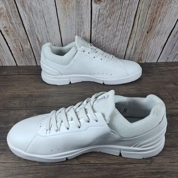 On Cloud THE ROGER Advantage Tennis Sneaker Women's Sz 10.5 White Undyed (VGC)