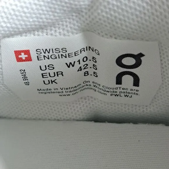 On Cloud THE ROGER Advantage Tennis Sneaker Women's Sz 10.5 White Undyed (VGC)