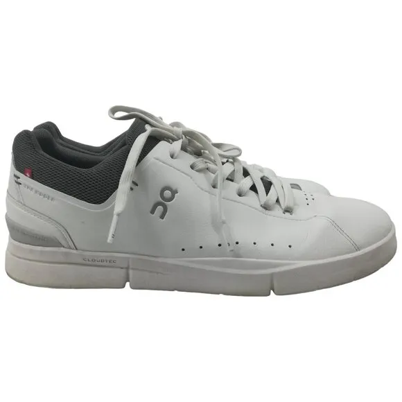 On Cloud The Roger White Low Top Tennis Shoes Sneakers Size 11.5 Flaw Gray Mens