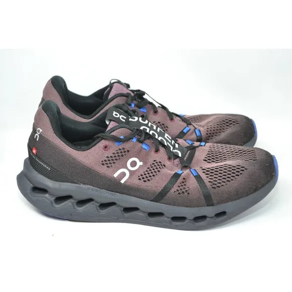 On Cloudsurfer Size 10 Mens Black Cobalt Ultrasoft Cushioned Road Jogging Shoes