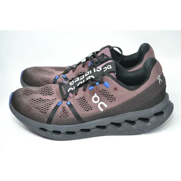 On Cloudsurfer Size 10 Mens Black Cobalt Ultrasoft Cushioned Road Jogging Shoes