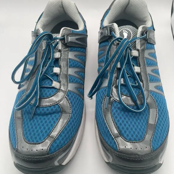 Orthofeet Size 14 Mens Sprint Tie Less Tennis Shoes Athletic Sneaker Blue &amp; Gray