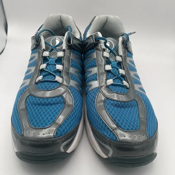 Orthofeet Size 14 Mens Sprint Tie Less Tennis Shoes Athletic Sneaker Blue &amp; Gray