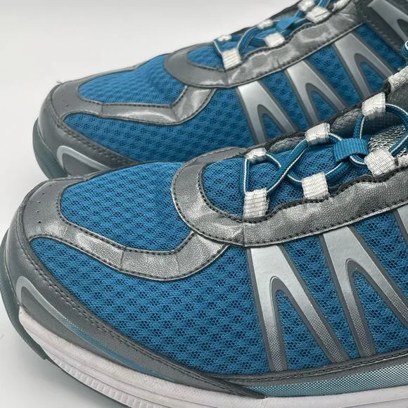 Orthofeet Size 14 Mens Sprint Tie Less Tennis Shoes Athletic Sneaker Blue &amp; Gray