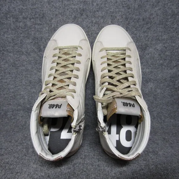 P448 Skate Dune High Top Sneaker White Leather Lace Up Shoes EU 42 Women 11.5-12