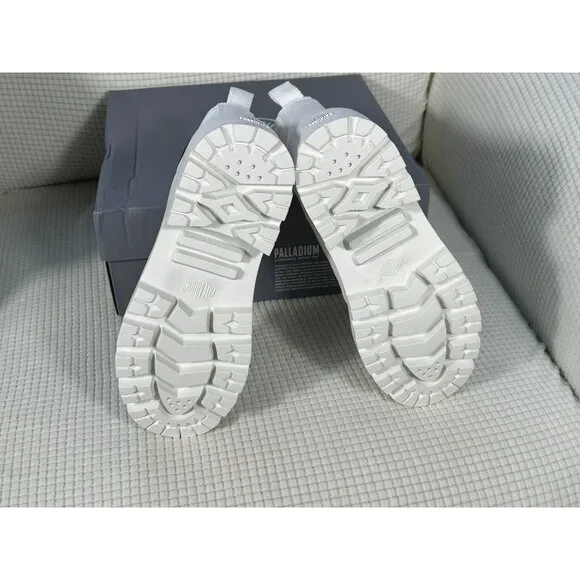 Palladium Pallabase Twill Hi Tops, Star White, Side Zipper, Size US 8, EU 39.5,