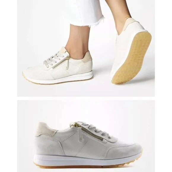 Paul Green 9 Oceana LEATHER Low Top Sneakers Retro Tennis Shoes white CREAM Tan